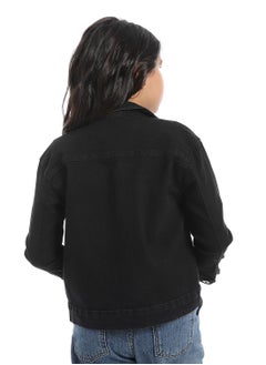 Andora Plain Denim Girls Jacket_Black  - Image 3