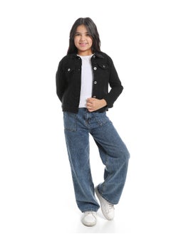 Andora Plain Denim Girls Jacket_Black  - Image 4