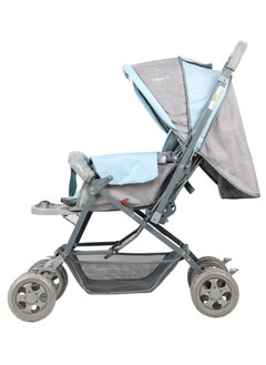 BABY PLUS Ultimate Comfort Reversible Baby Stroller - Lightweight, Foldable, Adjustable Seat with Canopy & Safety Belt for Newborns & Toddlers, 0-3 Years (BLUE)  - Image 2