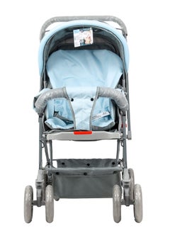 BABY PLUS Ultimate Comfort Reversible Baby Stroller - Lightweight, Foldable, Adjustable Seat with Canopy & Safety Belt for Newborns & Toddlers, 0-3 Years (BLUE)  - Image 3