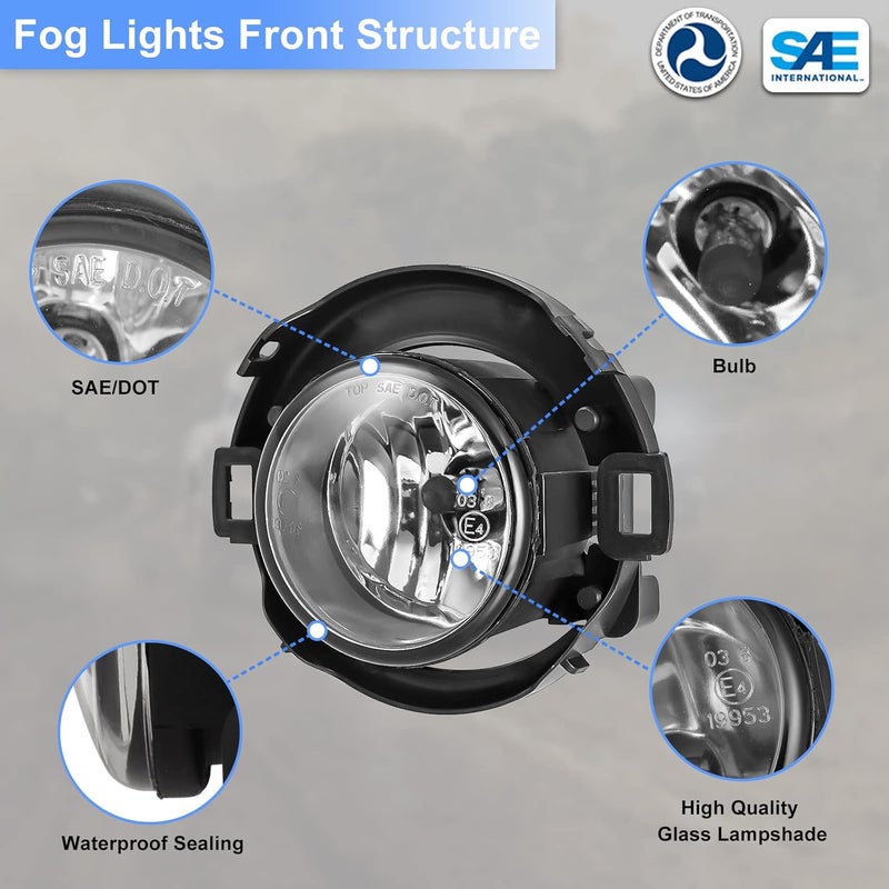 ROXX Fog Lights for 2010-2020 Nissan Frontier & 2005-2015 Nissan Xterra with Wiring Harness & Switch - Image 3