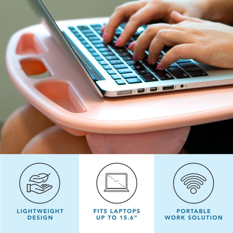 LAPGEAR MyDesk Lap Desk with Device Ledge and Phone Holder - Rose Quartz - Fits up to 15.6 Inch Laptops - Style No. 44434 - Image 2