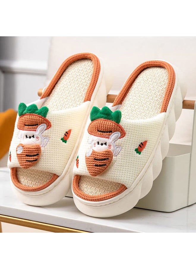 Yoroka - Cartoon slippers Cute Animal Shape Slippers,Thick Sole Soft Indoor Outdoor Slippers for Women Rabbit-Orange7 - Image 1