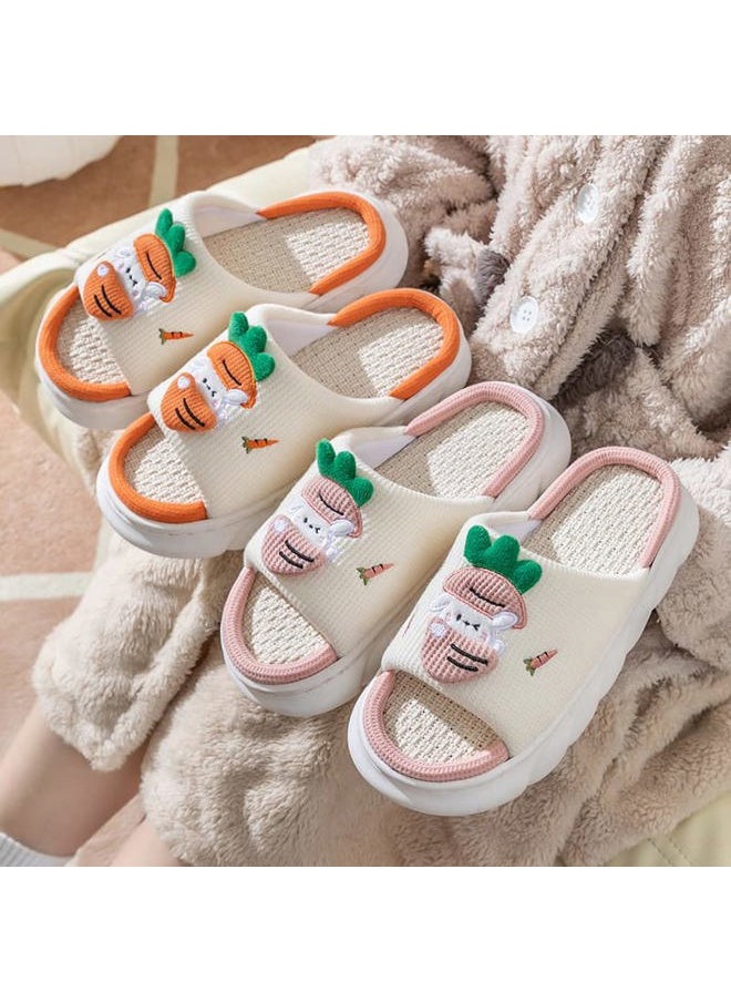 Yoroka - Cartoon slippers Cute Animal Shape Slippers,Thick Sole Soft Indoor Outdoor Slippers for Women Rabbit-Orange7 - Image 1
