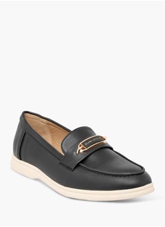 Flora Bella By Shoexpress Women Solid Slip-On Loafers with Metallic Accent Detail  - Image 2