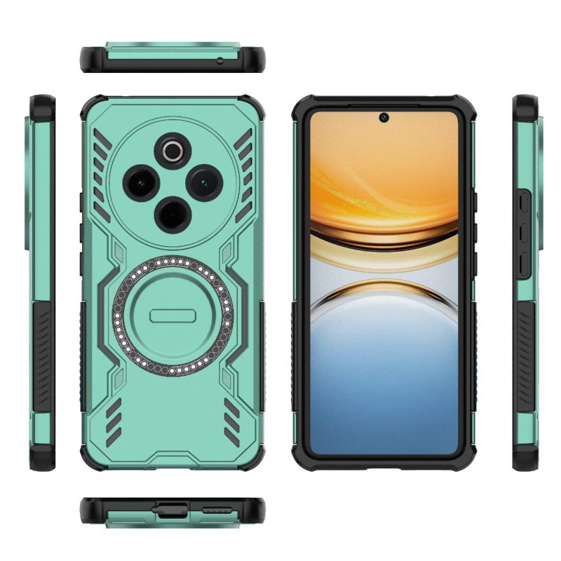 erorex For vivo Y300 Pro 5G / T4 5G India  Armor MagSafe Magnetic Ring Shockproof Phone Case(Light Green) - Image 3