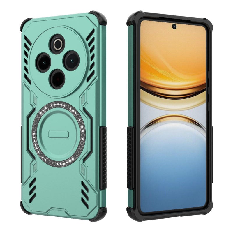 erorex For vivo Y300 Pro 5G / T4 5G India  Armor MagSafe Magnetic Ring Shockproof Phone Case(Light Green) - Image 4