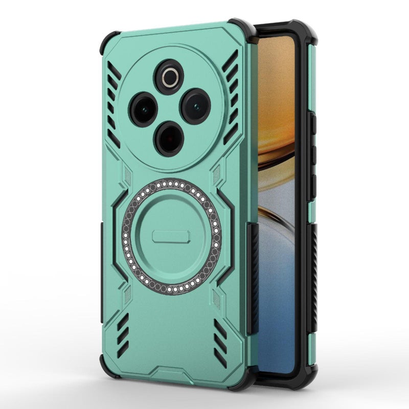 erorex For vivo Y300 Pro 5G / T4 5G India  Armor MagSafe Magnetic Ring Shockproof Phone Case(Light Green) - Image 1