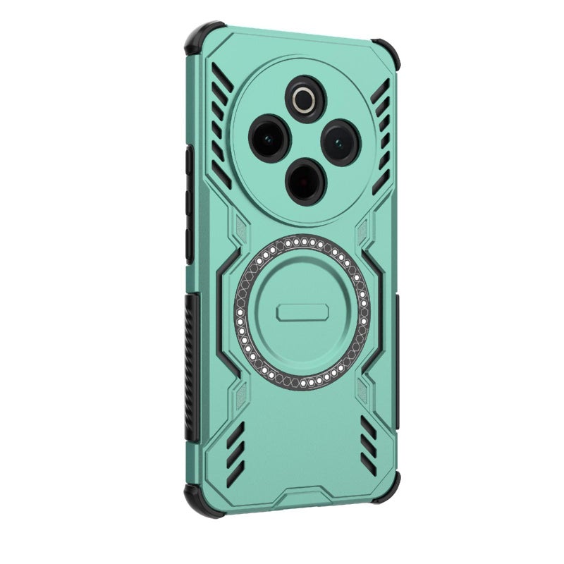 erorex For vivo Y300 Pro 5G / T4 5G India  Armor MagSafe Magnetic Ring Shockproof Phone Case(Light Green) - Image 5