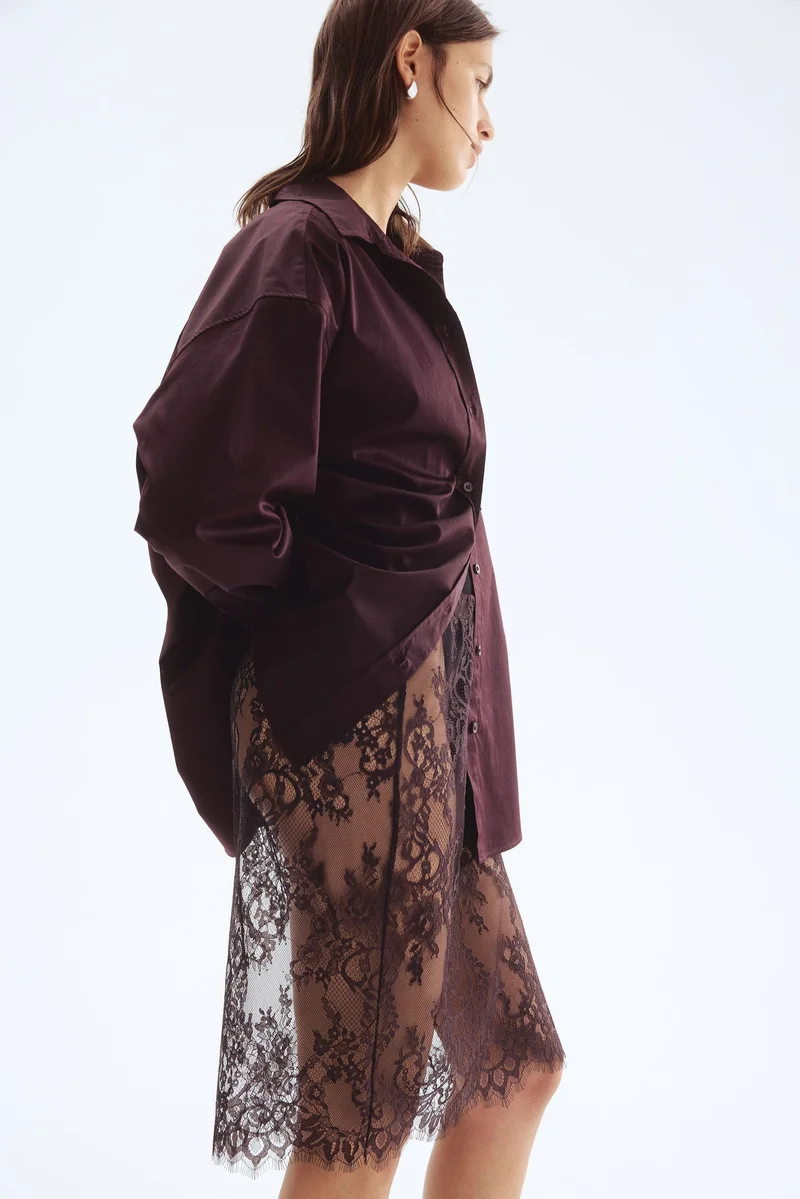 اتش اند ام تنورة من الدانتيل