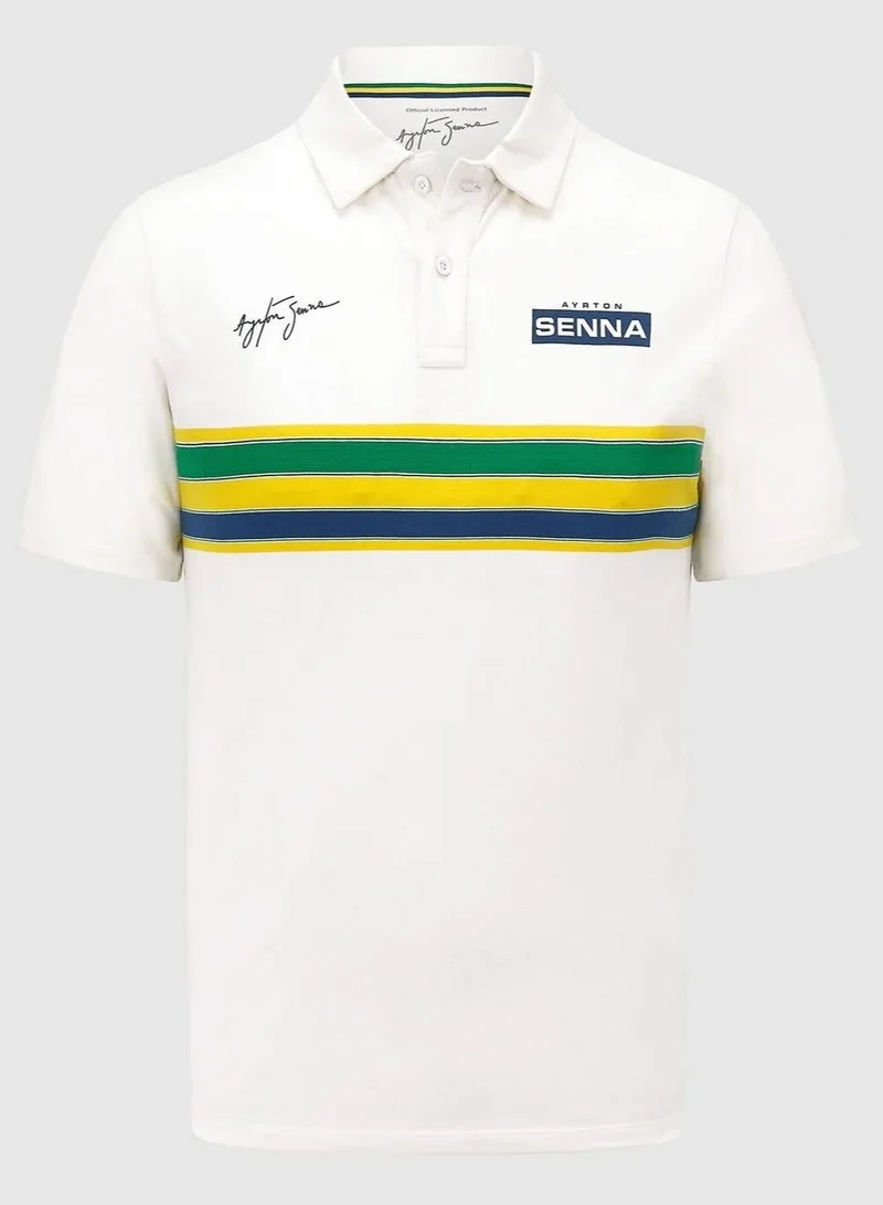 Ayrton Senna Ayrton Senna Helmet Stripe Polo