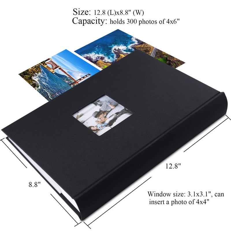 1DOT2 Luxury Fabric Photo Album 4x6 With Writing Space Acid Free Pockets Holds 300 Photos with Memo  3 Per Pages Photobook Album for Wedding Vacation Family Black - Image 5