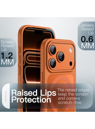 Magnetic case for iPhone 17 Pro, High Grade Drop Protection with Shockproof Strip, Translucent Matte Back Phone Case | Orange - view 3