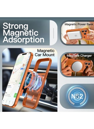 Magnetic case for iPhone 17 Pro, High Grade Drop Protection with Shockproof Strip, Translucent Matte Back Phone Case | Orange - view 2