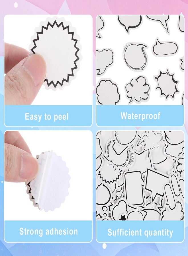 LLOUSSAK 180Pcs Dialog Box Stickers for Scrapbooking, Self-Adhesive Blank Bubble Stickers, Different Shape Minimalist Labels Comic Book Stickers for Scrapbook Photo Planner Diary (4Boxes) - Image 3