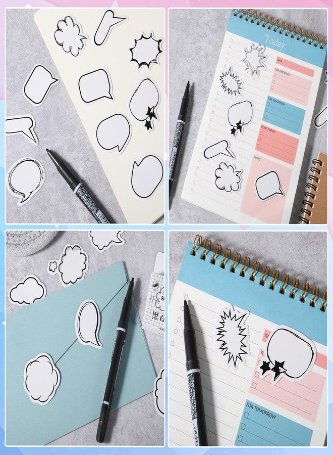 LLOUSSAK 180Pcs Dialog Box Stickers for Scrapbooking, Self-Adhesive Blank Bubble Stickers, Different Shape Minimalist Labels Comic Book Stickers for Scrapbook Photo Planner Diary (4Boxes) - Image 5