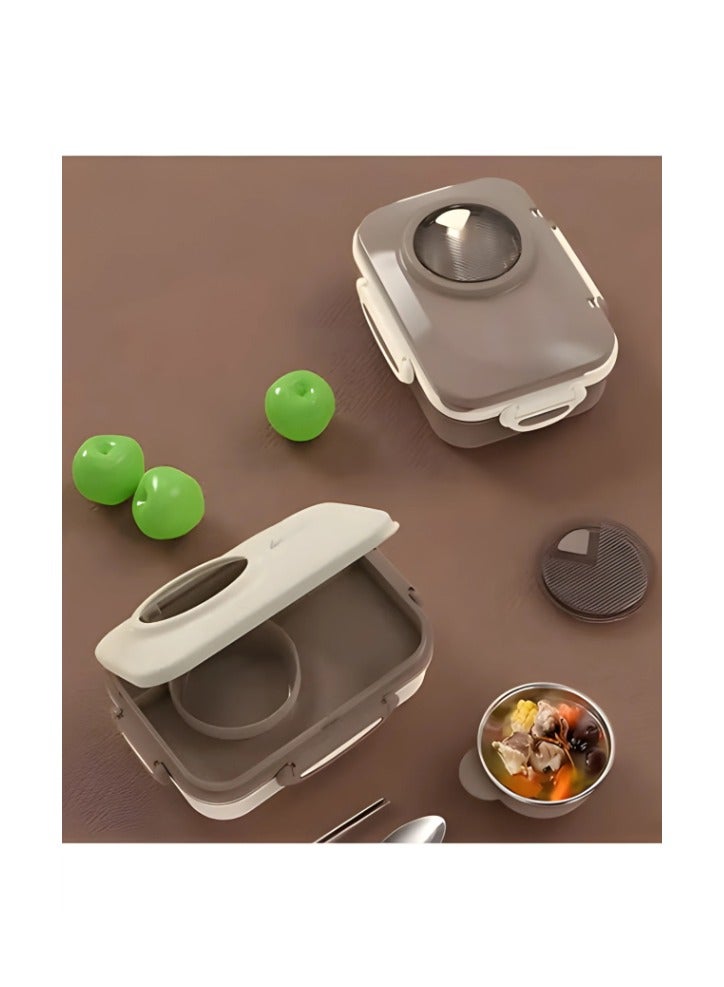 Twisoo Stainless Steel Lunch Box for Kid School, Insulated Bento Lunch Box with Tableware, 3 Compartment Divided Lunch Containers with Lids, Leakproof | BFA Free | Dishwasher Safe 1300ml (Gray) - Image 3