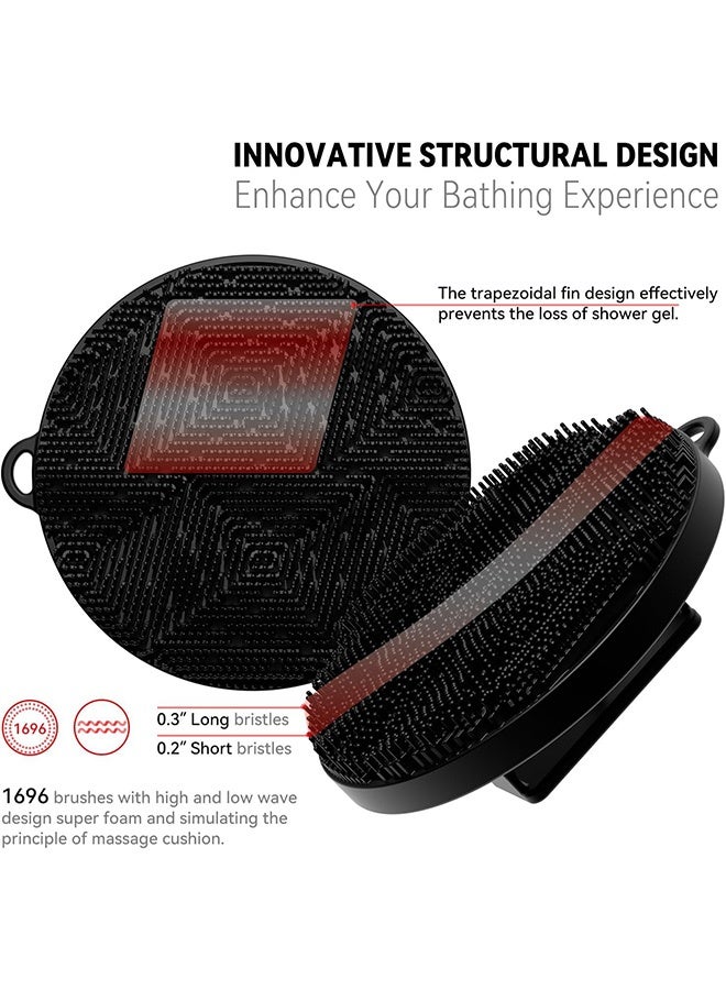 ليفة استحمام سيليكونية، ليفة تقشير لطيفة للجسم في الحمام، مصنوعة من السيليكون مع شعيرات جلدية سهلة الاستخدام، تدوم طويلاً، وأكثر صحية من ليفة الاستحمام التقليدية. - Image 3