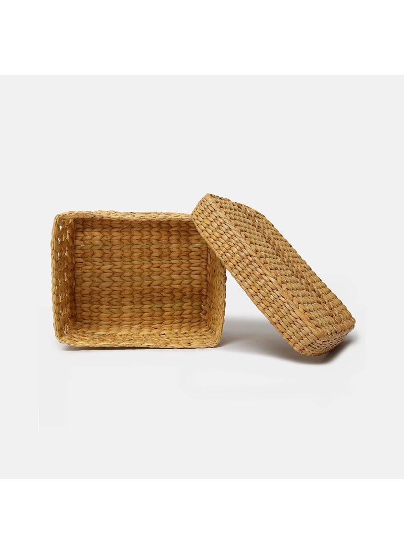 Habere India-All the Cultures Fabricating India Habere IndiaAll The Cultures Fabricating India Storage Basket With LidGift Hamper BasketsDecorative Baskets Perfect Alternatives To Jute Storage Baskets Size28x23x16 Cm JaaliBeige  - Image 4