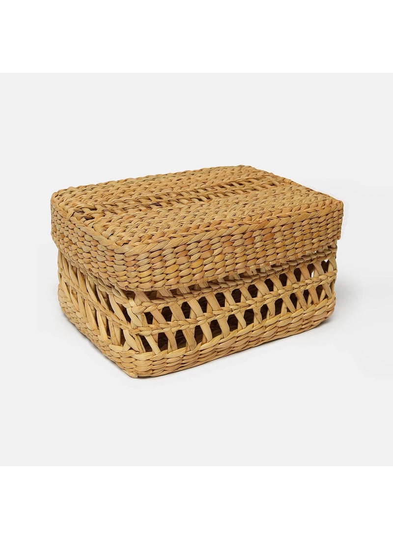 Habere India-All the Cultures Fabricating India Habere IndiaAll The Cultures Fabricating India Storage Basket With LidGift Hamper BasketsDecorative Baskets Perfect Alternatives To Jute Storage Baskets Size28x23x16 Cm JaaliBeige  - Image 2
