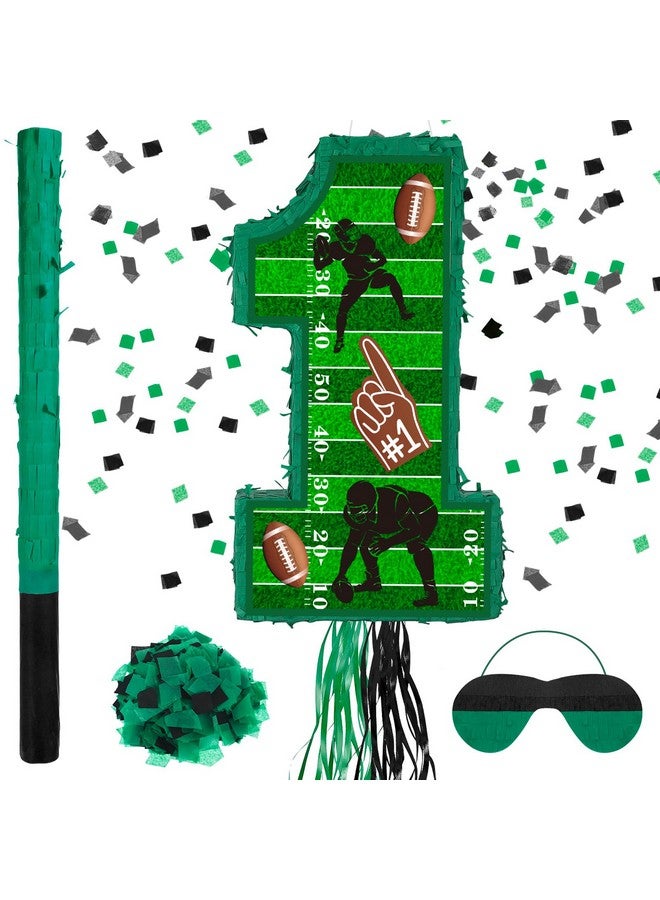 Ferraycle Number 1 Piñata For 1St Birthday Party Decorations Piñata Birthday Party Supplies For Boys Piñata With Blindfold Piñata Stick Confetti (Football) - Image 1