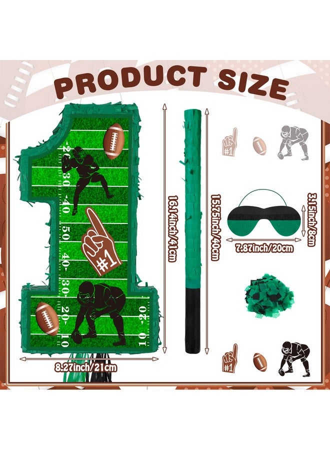 Ferraycle Number 1 Piñata For 1St Birthday Party Decorations Piñata Birthday Party Supplies For Boys Piñata With Blindfold Piñata Stick Confetti (Football) - Image 2