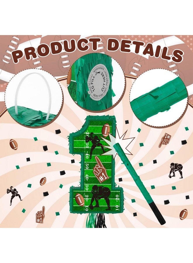 Ferraycle Number 1 Piñata For 1St Birthday Party Decorations Piñata Birthday Party Supplies For Boys Piñata With Blindfold Piñata Stick Confetti (Football) - Image 3