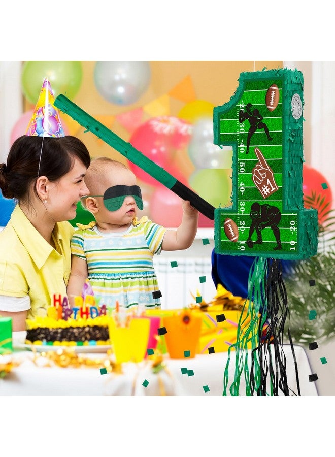 Ferraycle Number 1 Piñata For 1St Birthday Party Decorations Piñata Birthday Party Supplies For Boys Piñata With Blindfold Piñata Stick Confetti (Football) - Image 5