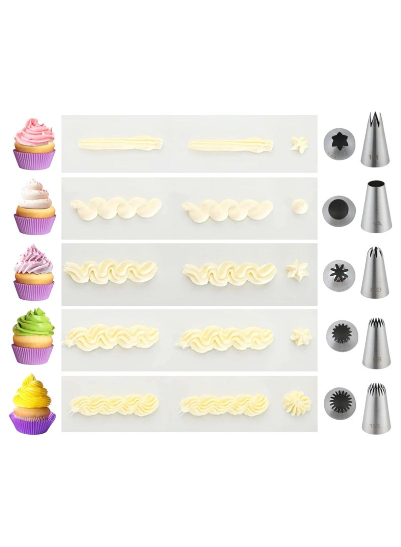 5PCS Large Piping Tips Set, Stainless Steel Cake Decorating Tips, Frosting Icing Tips for Cupcakes, Cake, Cookie and Decorating (Dishwasher Safe) - Image 3
