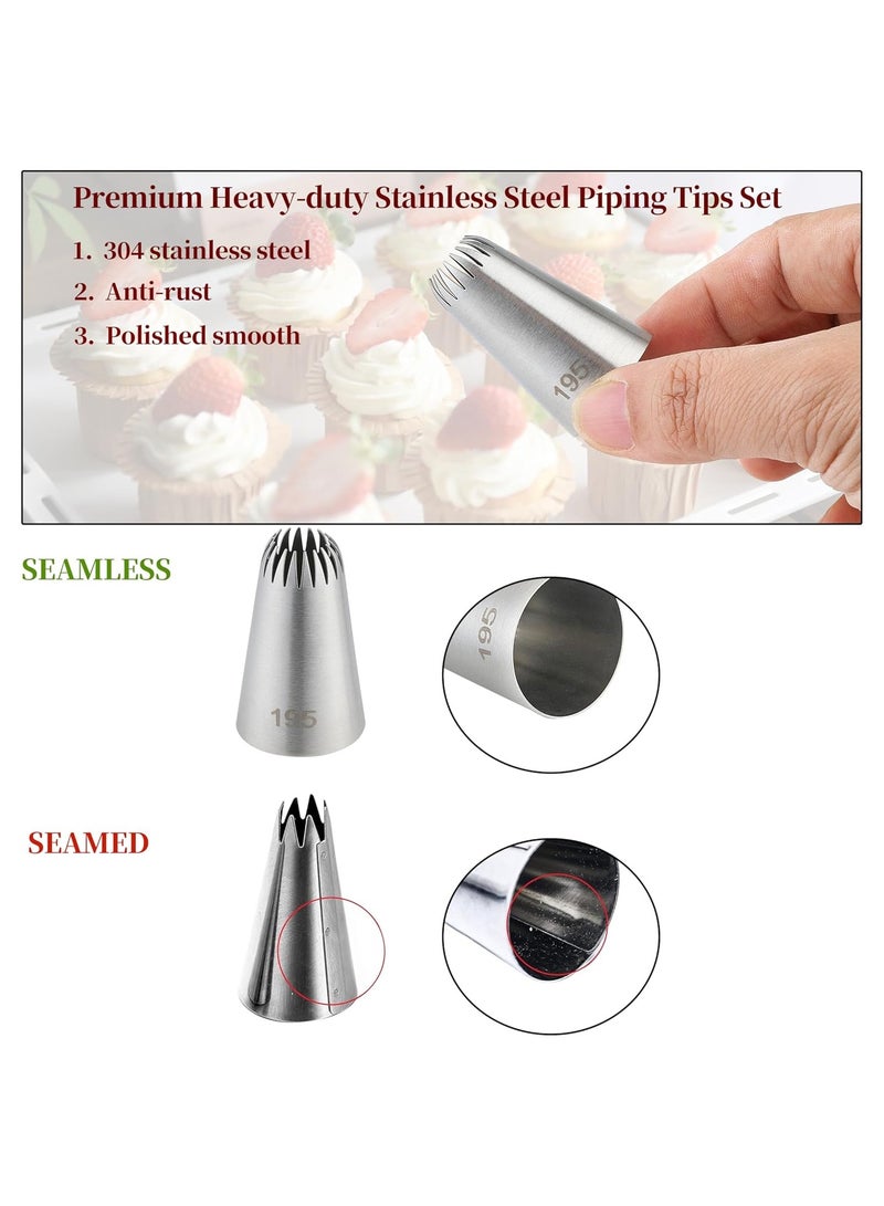 5PCS Large Piping Tips Set, Stainless Steel Cake Decorating Tips, Frosting Icing Tips for Cupcakes, Cake, Cookie and Decorating (Dishwasher Safe) - Image 4