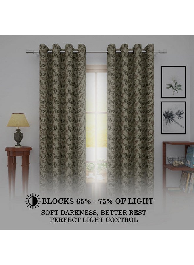 Story@Home Story@Home Room Darkening Door Curtains 7 Feet Set of 1 | Leaf Design Door Curtain | Thermal Insulated Curtains | Curtains for Living Room | (116 x 215 cm, Brown) | Perfect for Home Decor - Image 3