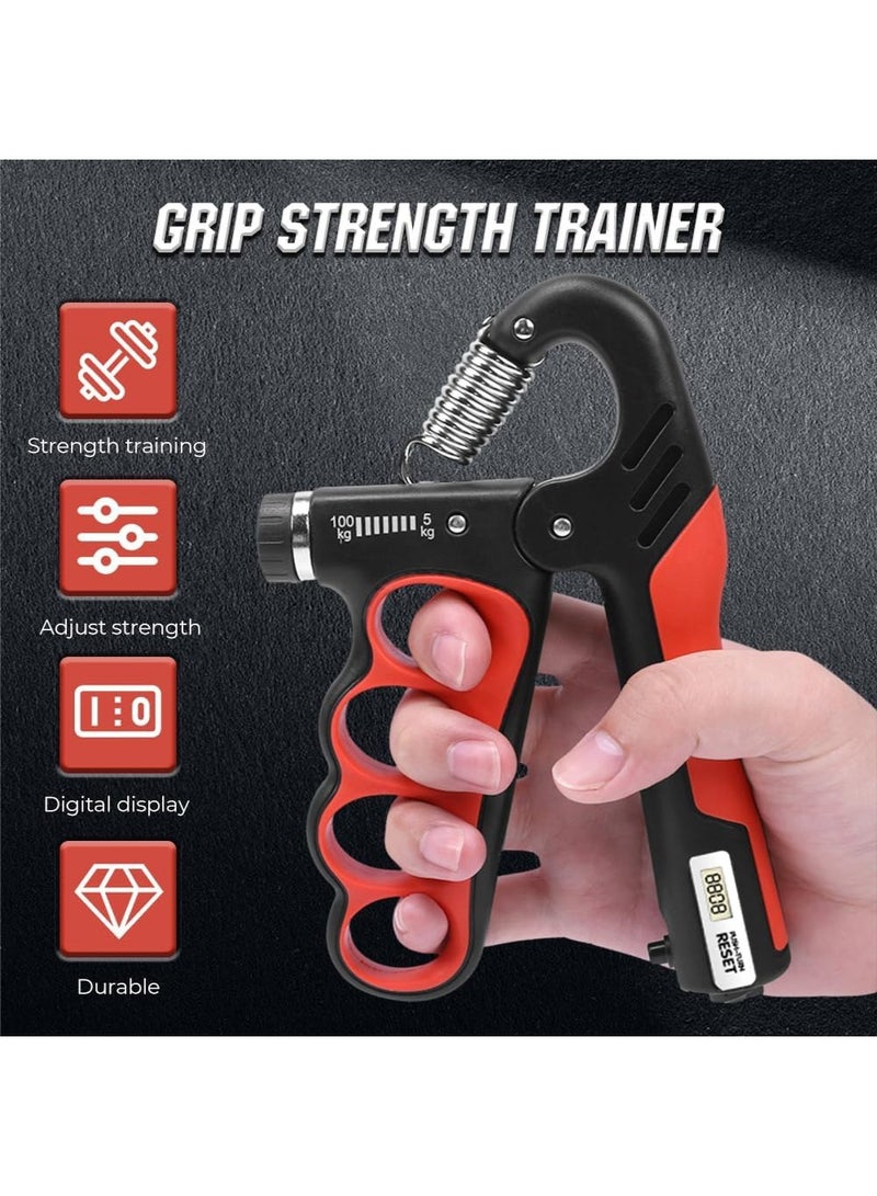Grip Strength Trainer Kit, Hand Grip Strengthener with Electronic Counting, Grip Strengthener Exerciser for Muscle Building and Injury Recover, Resistance 11-220Lbs(5-100KG) - Image 2