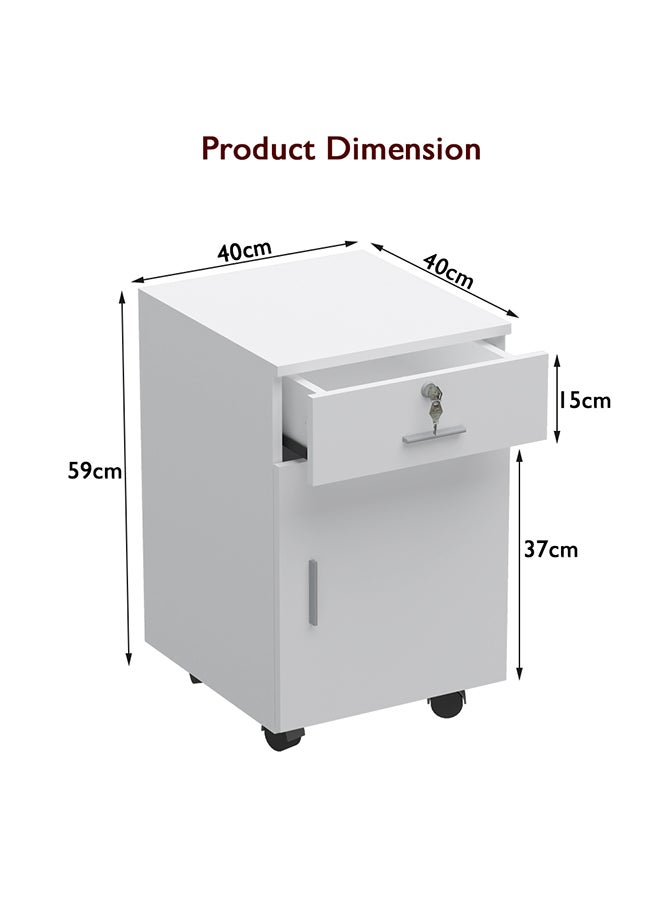 Mahmayi ME 1D1D Mobile Pedestal Melamine Finish - White - Image 5