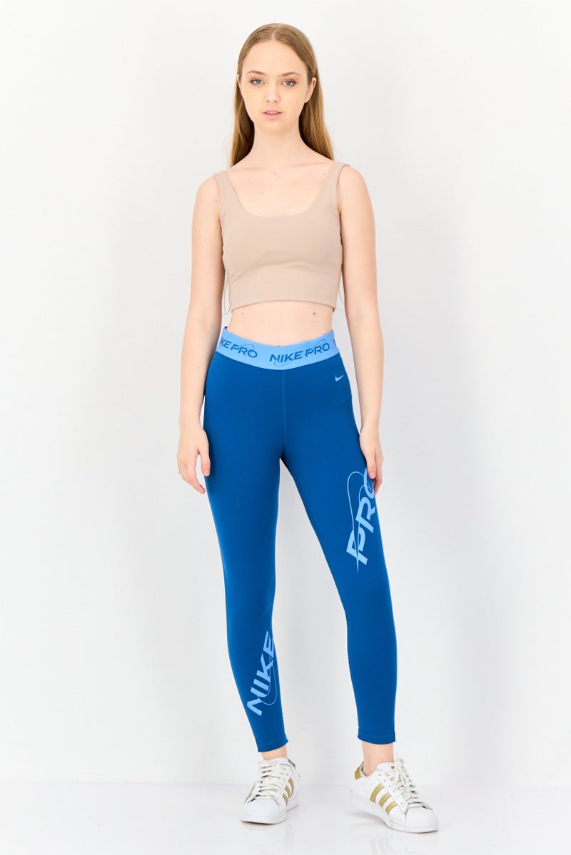 Nike Women Dri-Fit Brand Logo Training Leggings, Teal Blue - Image 2