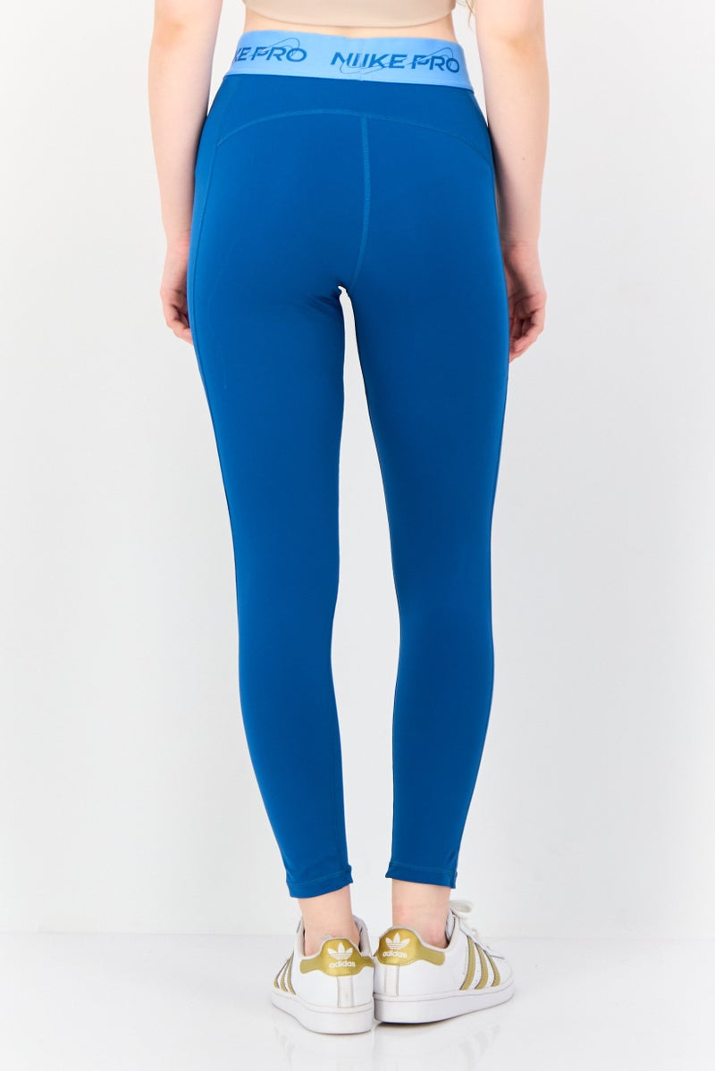 Nike Women Dri-Fit Brand Logo Training Leggings, Teal Blue - Image 4