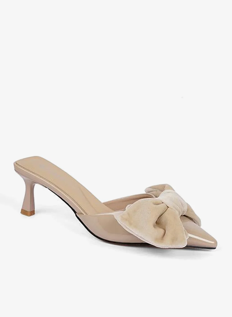Cuple Bow Detail Pointed Mule Heel