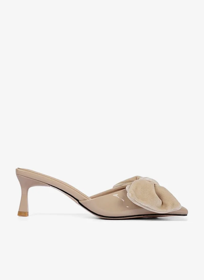 Cuple Bow Detail Pointed Mule Heel