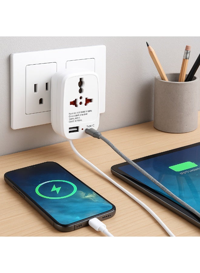 Panvil Universal Travel Adapter with USB & Type-C Ports – Multi-Functional International Power Plug Adapter – Portable Lightweight Charger for Smartphones, Tablets, Laptops & Cameras – Perfect for Worldwide Travel - Image 4