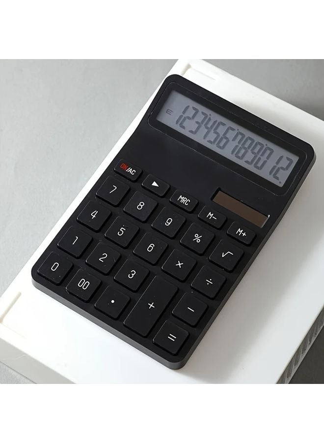 White 12 Digit Large Display Desktop Calculator Dual Power Solar Battery - Image 4