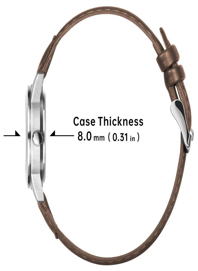 PINDOWS Women's Watches, Elegant Analogue Quartz Design with Leather Strap, Waterproof Fashion Wrist Watch with Easy-to-Read Luminous Dial, 649n4: brown-silver, Classic business suit watch in - Image 3