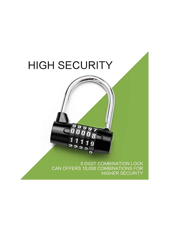 PROMASS PROMASS Combination Padlock, Lengthened Combination Lock, Long Shackle Gym Lock, Luggage Travel Lock, Updated Safety Lock for Gym Locker, Toolbox, Closet, Luggage, Gate(Black, 5 Digit, 7MM)  - Image 3