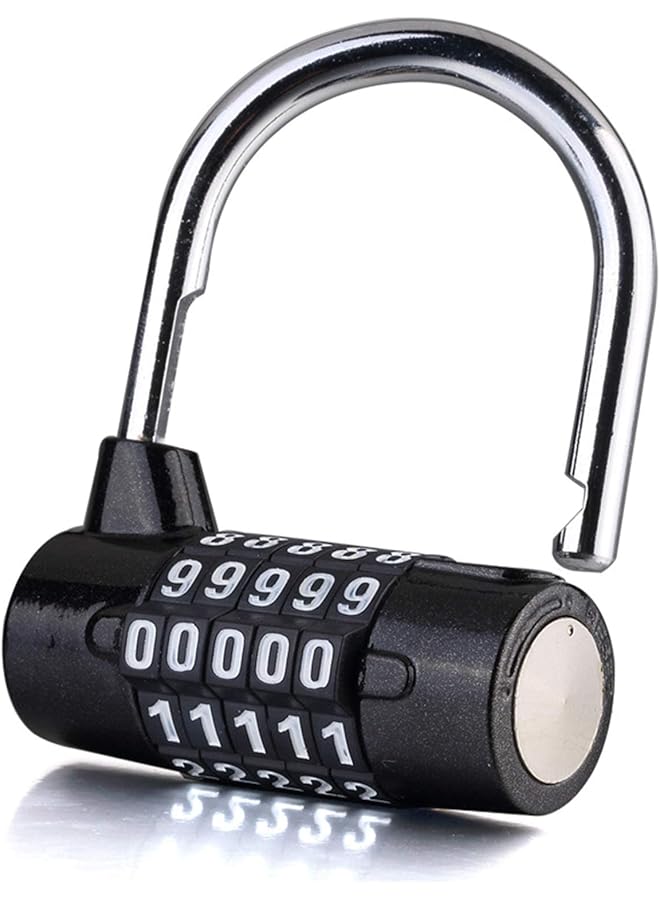 PROMASS PROMASS Combination Padlock, Lengthened Combination Lock, Long Shackle Gym Lock, Luggage Travel Lock, Updated Safety Lock for Gym Locker, Toolbox, Closet, Luggage, Gate(Black, 5 Digit, 7MM)  - Image 1