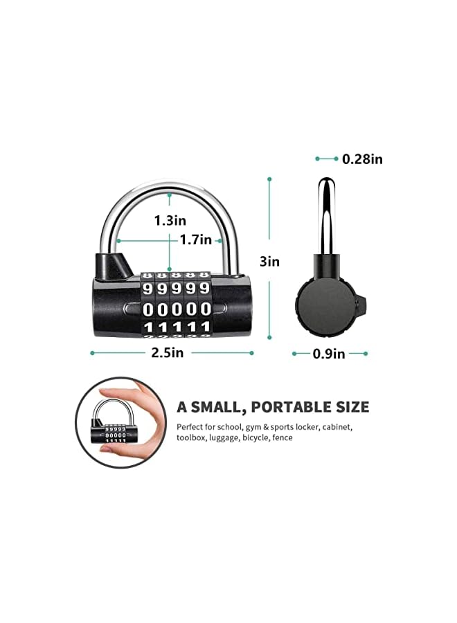 PROMASS PROMASS Combination Padlock, Lengthened Combination Lock, Long Shackle Gym Lock, Luggage Travel Lock, Updated Safety Lock for Gym Locker, Toolbox, Closet, Luggage, Gate(Black, 5 Digit, 7MM)  - Image 2