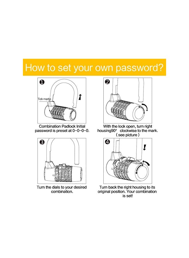 PROMASS PROMASS Combination Padlock, Lengthened Combination Lock, Long Shackle Gym Lock, Luggage Travel Lock, Updated Safety Lock for Gym Locker, Toolbox, Closet, Luggage, Gate(Black, 5 Digit, 7MM)  - Image 4