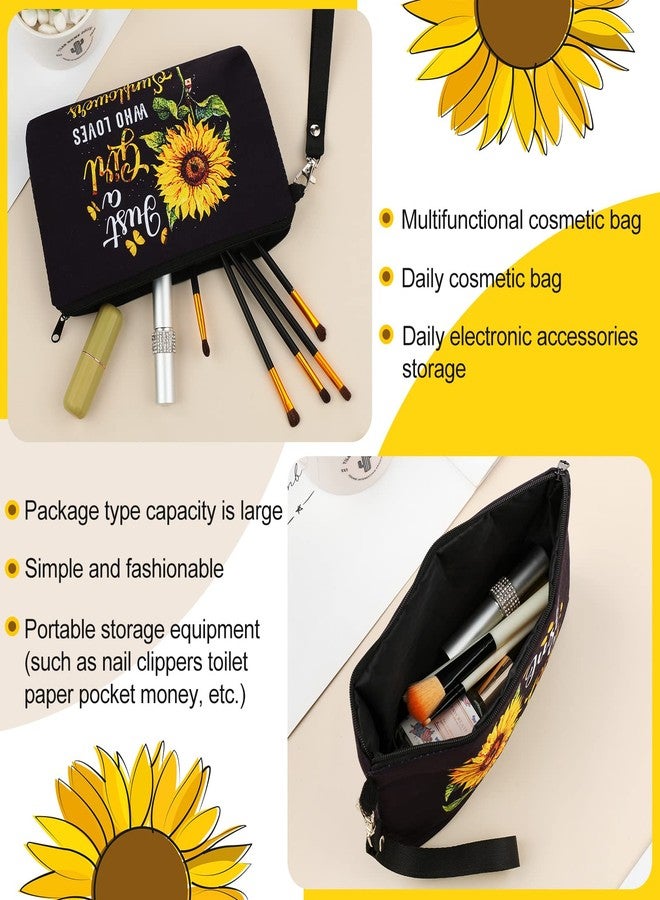 Saintrygo Sunflower Gifts Bag for Women Just a Lady Who Loves Sunflowers Cosmetic Bag Makeup Pouch Purse with Zipper Pencil Travel Supplies - Image 4