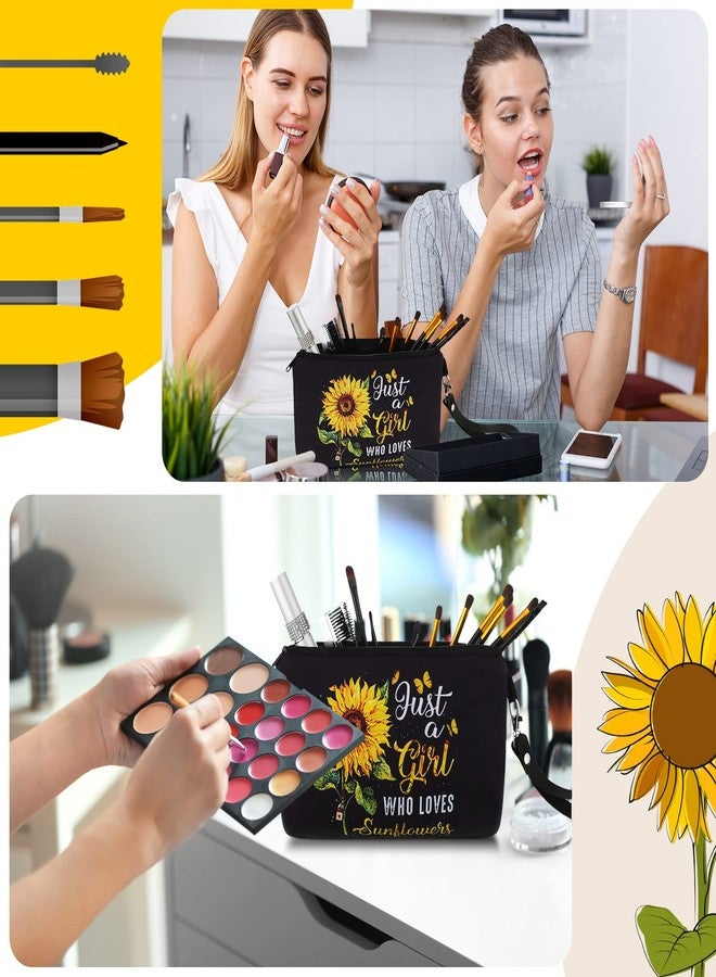 Saintrygo Sunflower Gifts Bag for Women Just a Lady Who Loves Sunflowers Cosmetic Bag Makeup Pouch Purse with Zipper Pencil Travel Supplies - Image 3