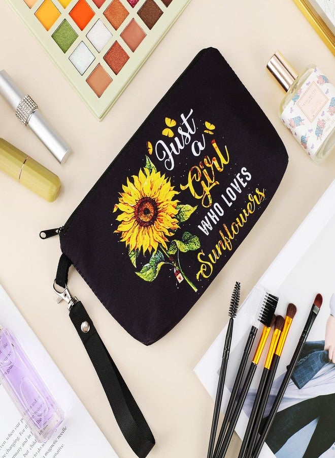Saintrygo Sunflower Gifts Bag for Women Just a Lady Who Loves Sunflowers Cosmetic Bag Makeup Pouch Purse with Zipper Pencil Travel Supplies - Image 5