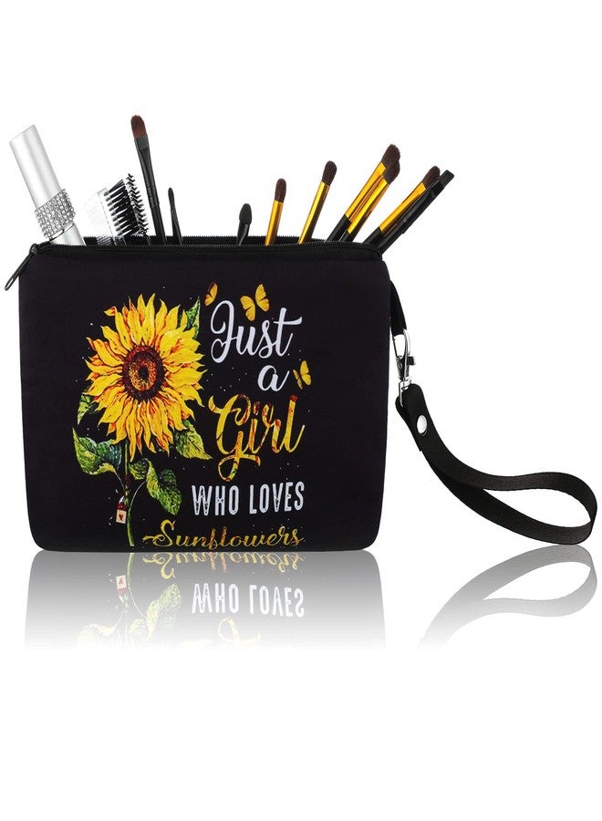 Saintrygo Sunflower Gifts Bag for Women Just a Lady Who Loves Sunflowers Cosmetic Bag Makeup Pouch Purse with Zipper Pencil Travel Supplies - Image 1