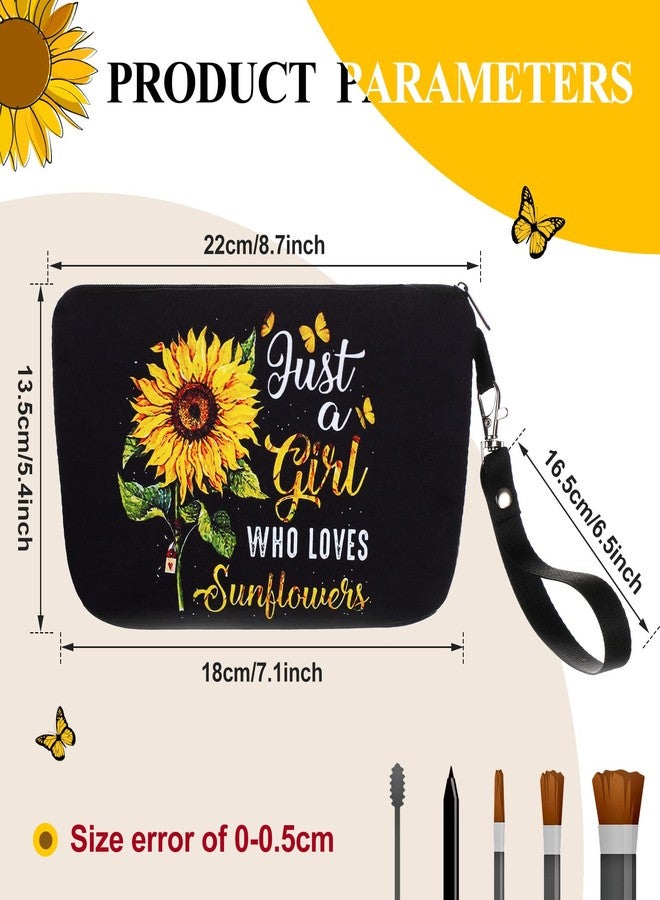 Saintrygo Sunflower Gifts Bag for Women Just a Lady Who Loves Sunflowers Cosmetic Bag Makeup Pouch Purse with Zipper Pencil Travel Supplies - Image 2