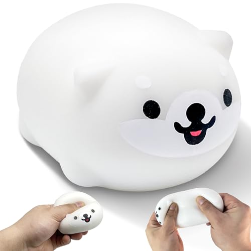 AiSiXin Squishy Shiba Inu Stress Balls for Adults and Kids (White) Dough Ball Squishy Toys, Dog Squeeze Ball Stress Relief Sensory Toys for Easter Basket Stuffers - Image 1